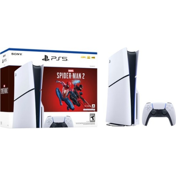 Sony - PlayStation 5 Slim Console – Marvel's Spider-Man 2 Bundle (Full Game Download Included) - White | Gaming Console