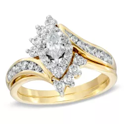 1 CT. T.W. Marquise Diamond Bypass Bridal Set in 14K Yellow Gold | Engagement Ring