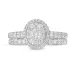 1 CT. T.W. Oval Multi-Diamond Frame Bridal Set in 14K White Gold | Engagement Ring