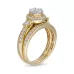 1 CT. T.W. Round and Princess-Cut Diamond Flower Bridal Set in 10K Yellow Gold | Engagement Ring