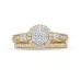 1 CT. T.W. Round and Princess-Cut Diamond Flower Bridal Set in 10K Yellow Gold | Engagement Ring