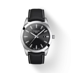 Tissot- Gentleman Black-Dial Leather| Stainless Steel| Watch