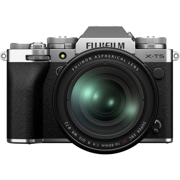 Fujifilm - X-T5 Mirrorless Camera with XF16-80mmF4 R OIS WR Lens Bundle - Silver