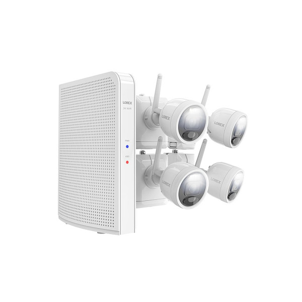 Lorex - 8-Channel 4-Camera Outdoor Wire Free 2K 1TB NVR Security System - White