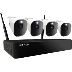 Night Owl - 10 Channel 4 Camera Wire Free 1080p 1TB NVR Security System - White