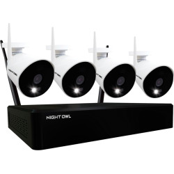 Night Owl - 10 Channel Wi-Fi NVR with 4 Wi-Fi IP 1080p HD 2-Way Audio Cameras and 1TB Hard Drive - White/Black