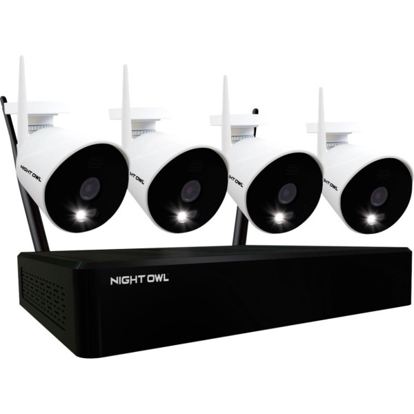 Night Owl - 10 Channel Wi-Fi NVR with 4 Wi-Fi IP 1080p HD 2-Way Audio Cameras and 1TB Hard Drive - White/Black