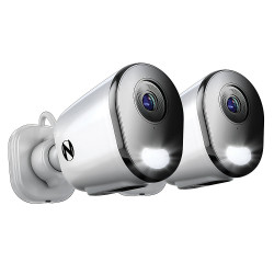 Night Owl - 2-Camera Indoor/Outdoor AC Powered Plug-In Wireless 4K Security Cameras with 2-Way Audio - White