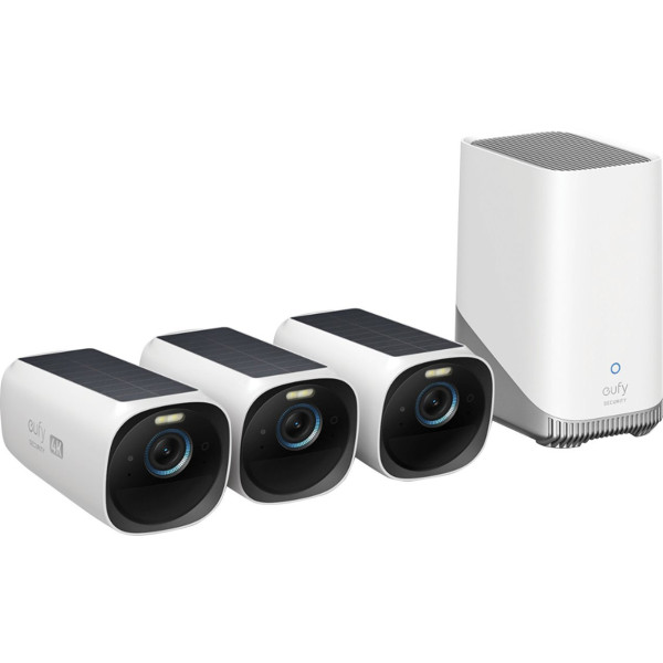 eufy Security - eufyCam 3 3-Camera Indoor/Outdoor Wireless 4K Security System - White