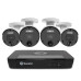 Swann - 8 Channel 4 Cam Indoor Outdoor PoE Wired Cat5e 4K HD Video 2TB NVR Security Surveillance Camera System w/ LED Lights - White