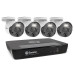 Swann - 8 Channel 4 Cam Indoor Outdoor PoE Wired Cat5e 4K HD Video 2TB NVR Security Surveillance Camera System w/ LED Lights - White