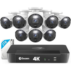 Swann - Master Series 8-Channel, 8-Camera, Indoor/Outdoor PoE Wired 4K UHD 2TB HDD NVR Security Surveillance System - Black