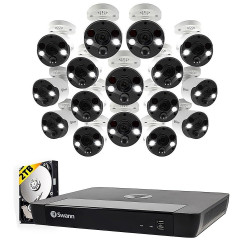 Swann - Pro 16-Channel, 16-Cameras Indoor/Outdoor Wired 4K Ultra HD 2TB NVR Security Surveillance System - White