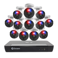 Swann - Professional 16-Channel, 12-Bullet Camera Indoor/Outdoor PoE Wired 4K HD 2TB HDD NVR Security Surveillance System - White