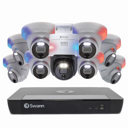 Swann - Professional 16-Channel, 9-Camera Indoor/Outdoor Wired 12MP 4TB NVR Security System - White