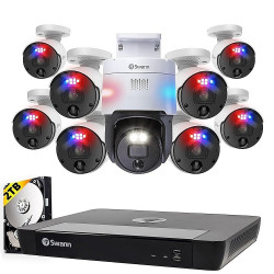 Swann - Professional 16-Channel, 9-Camera Indoor/Outdoor Wired 4K 2TB NVR Security System - White